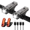 Hilngav Bike Lights, USB-C Rechargeable Bicycle Lights for Night Riding, 2 Bundle for Bike Light Front Headlight and Back Taillight Set, High Lumens LED Head Lights Bike Accessories for Men Women Kids