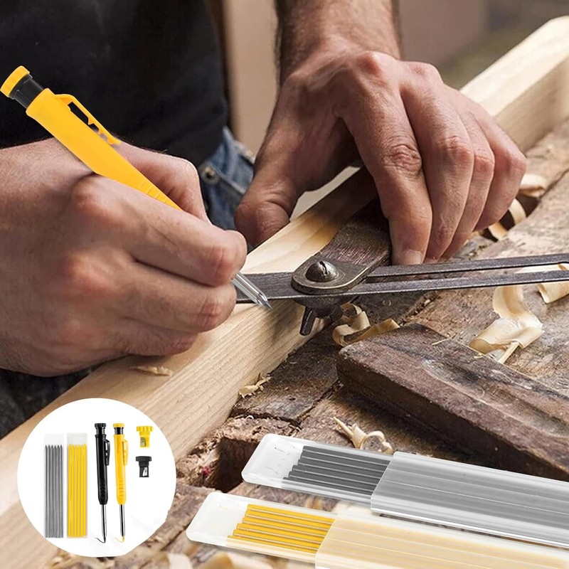 12 Pencil Refill with 2 Solid 2.8mm Waterproof Carpenters Refills