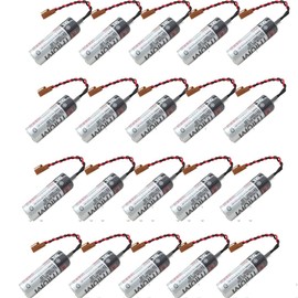 KANGLEUS (20-Pack) 2400mAh ER6V/3.6V PLC Battery for M64 System and CNC Machine with Brown Plug Non-Rechargeable Lithium Battery