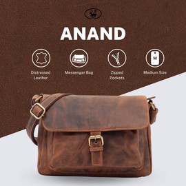 Lloyd Baker ANAND Genuine Leather Vintage Look Medium Workbag, Leather Unisex Business Work Crossbody Shoulder Bag with Zipped Compartments Perfect for Professionals and Travellers