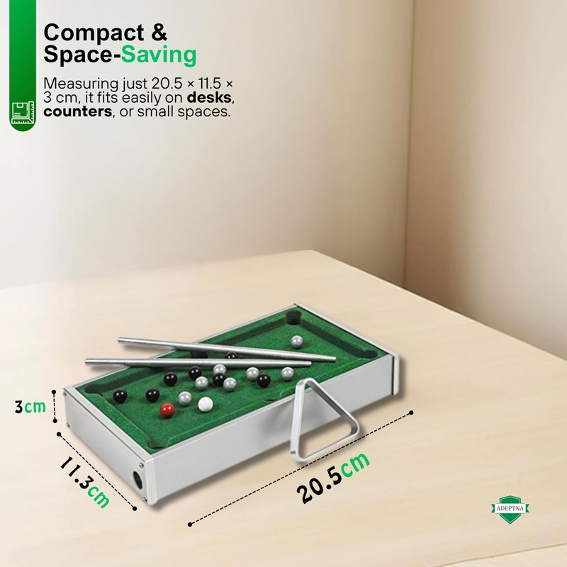 ADEPTNA Desktop Mini Pool Table Game Set Compact Tabletop Billiards