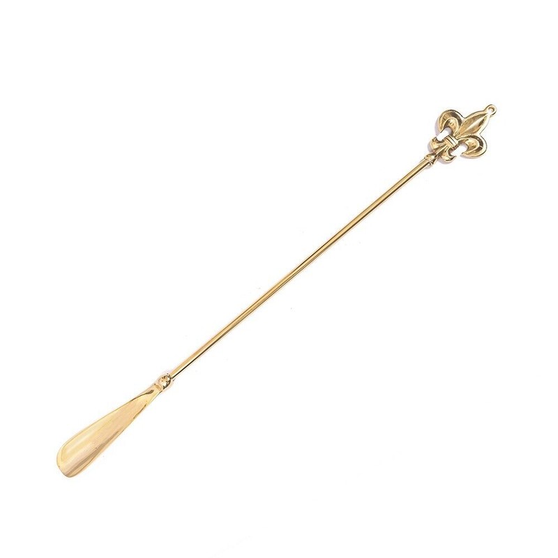 GLOBEDECOR Long Shoehorn Brass 2ith Fleur Di LIs Top 23"