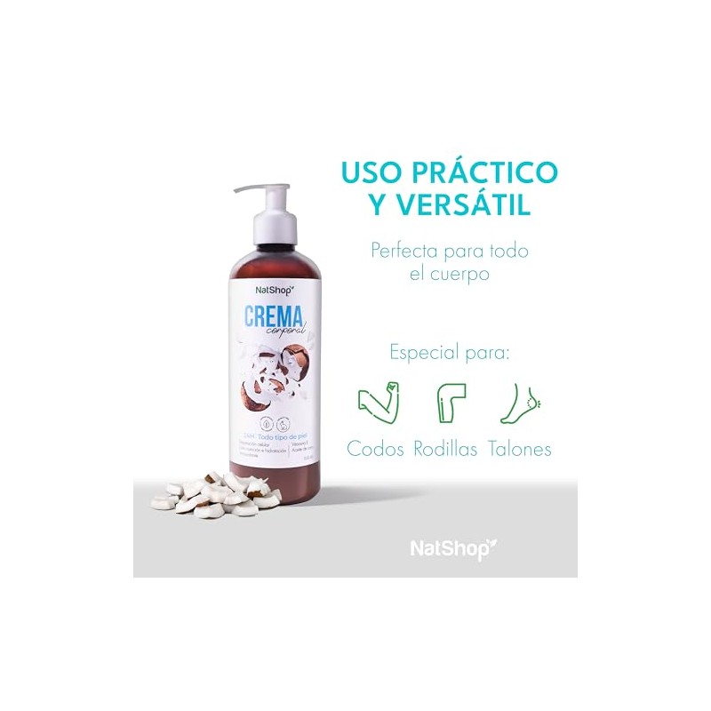 Natshop Crema Corporal Coco 100 Natural Skincare Fórmula Aceite Vitamina
