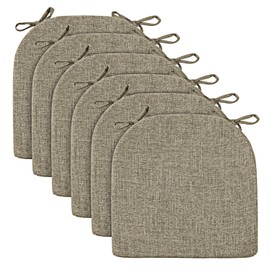 Wellsin Chair Cushions for Dining Chairs 6 Pack - Kitchen Chair Cushions with Ties and Non-Slip Backing - Dining Chair Pads 16"X16"X2", Khaki