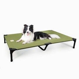 Elevated Dog Beds Large Sized Dog, Raised Outdoor Bed Waterproof and Washable Canvas, Chew Proof Indoor Pet Hammocks, Green