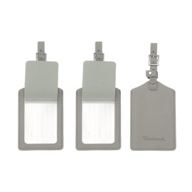 PATIKIL Suitcase Luggage Tags, Grey PU Leather Name Tags Airplane Bag Accessories Travel Essentials with Private Protection for Flying Hotel Check in Luggage Bags Men Women, 3 Pcs