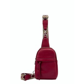 gessaci Women's Men's Shoulder Bag Chest Bag Stylish Crossbody Bag for Leisure Holiday with Wide Bag Strap, Plumred