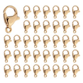 Pandahall - 100 cierres de acero inoxidable 304 chapados en oro de 18 quilates de 12 x 7 x 4 mm, conectores para pulseras y collares y joyas
