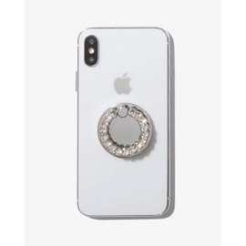 Sonix Embellished Crystal Rhinestone Phone Ring (Silver, Clear)