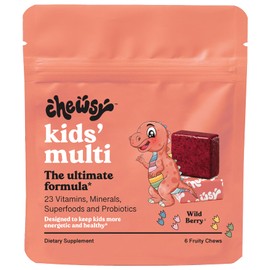 Chewsy Kids' Multivitamin + Probiotics + Superfoods Chews, Immune & Digestive Support, Vitamins A, C, D3, E, Zinc, Kids Chewable Supplement, Individually Wrapped Fruity Chews, 6-Day Supply (1)