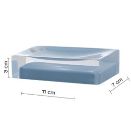 Gedy Auckland, Dimensions and Weight: 3 x 11 x 7 cm & 0.15 kg, Solid Soap Dish Made of High Quality Clear Resin, Light Blue, Design R&S Handmade, 2 Year Guarantee, Unica