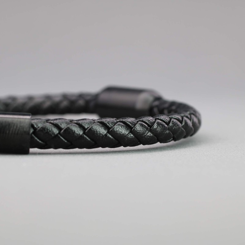 COAI Genuine Lava Magnetic Clasp Leather Mala Prayer Stones Bracelet