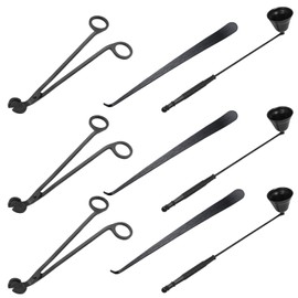 Biugaaufai 3 in 1 Candle Accessory Set(3 Set), Premium Candle Wick Trimmer, Candle Snuffer, Wick Dipper, Elegant Candle Care Kit with Gift Package for Candle Lovers (Black)