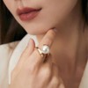 SWJEWEL 925 Sterling Silver Pearl Ring Gold Plated Hollow Design