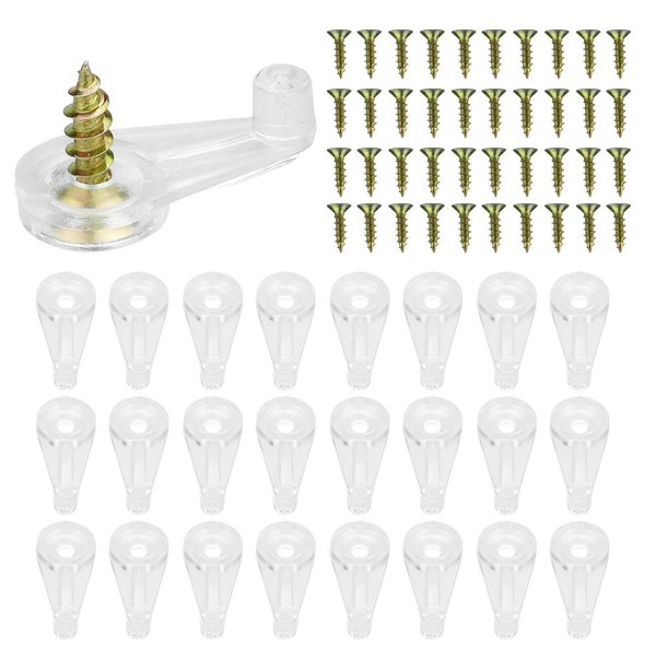 OLRWSLG 50 Pack Glass Door Retainer Clips Kit Plastic Glass Panel Clips with Screws Transparent Glass Cabinet Clips Glass Retainer Clips for Fixing Glass Cabinet Doors (A)