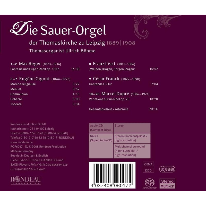 Die Sauer-Orgel der Thomaskirche zu Leipzig