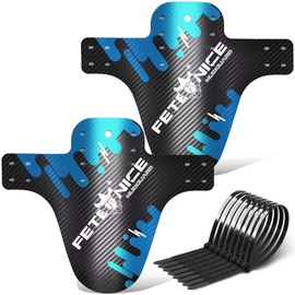 FETESNICE 2 Stück Kohlefaser Textur Mountainbike Schutzblech MTB Fahrrad vorne hinten Kotflügel DH Radfahren 24/26/27,5/29 Schutzbleche Mountainbike (Blue)