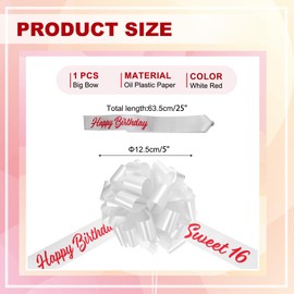 PATIKIL Big Car Pull Bow 25 Inch, Metallic Giant Bow Ribbon for Car Decoration Birthday Present Wrapping, White Red