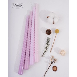 Viyffo Spiral Taper Candles 11 Inch Purple Set of 4 Unscented, Dripless, Smokeless Tapered Candlesticks Wedding Advent Home Decor Dinner Christmas