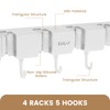 5PCS 4 Rack and 5 Hook Mop Holder with Hooks