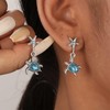 Cimenexe Bohemian Crystal Turtle Dangle Earrings Silver Sapphire Starfish Stud