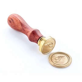 Wax Seal Stamper, VOOSEYHOME Initial Handwritten Letter Alphabet T Stamp with Rosewood Handle, Decorating on Invitations Mail Envelopes Sealers Cards Books for Birthday Themed Party Wedding Signature