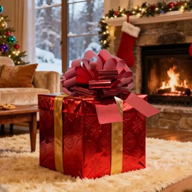 Christmas Bow (12 inch, 1 Pack)- Big Red Gift Bow- Large Present Bow for Gift Wrapping, Box, Bike, Wreath, Christmas Decoration, Birthday, Wedding, Anniversary, Outdoor Decoration and Celebrations.