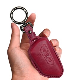 Tukellen for Volkswagen Leather Key Fob Cover Compatible with VW MK8 Golf/GTI Skoda Octavia Remote Protector Jacket Keyless Entry (Red)