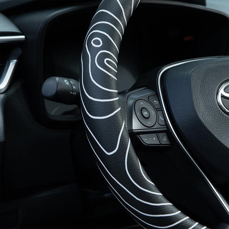 Topography Steering Wheel Cover Auto Leather Steering Wheel Protector, Anti-Slip,