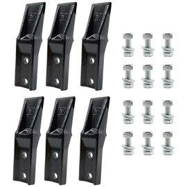 DANWIWEE 6 Pcs Digging Bucket Teeth with Flex Pins, Skid Steer Loader Backhoe Replacement Tooths, Aperture: 0.39inch Compatible with Mini Excavator and Skid Steer Loader