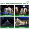 Duewot Solar Lights Outdoor, 120 Led Lamp Waterproof Wireless Solar