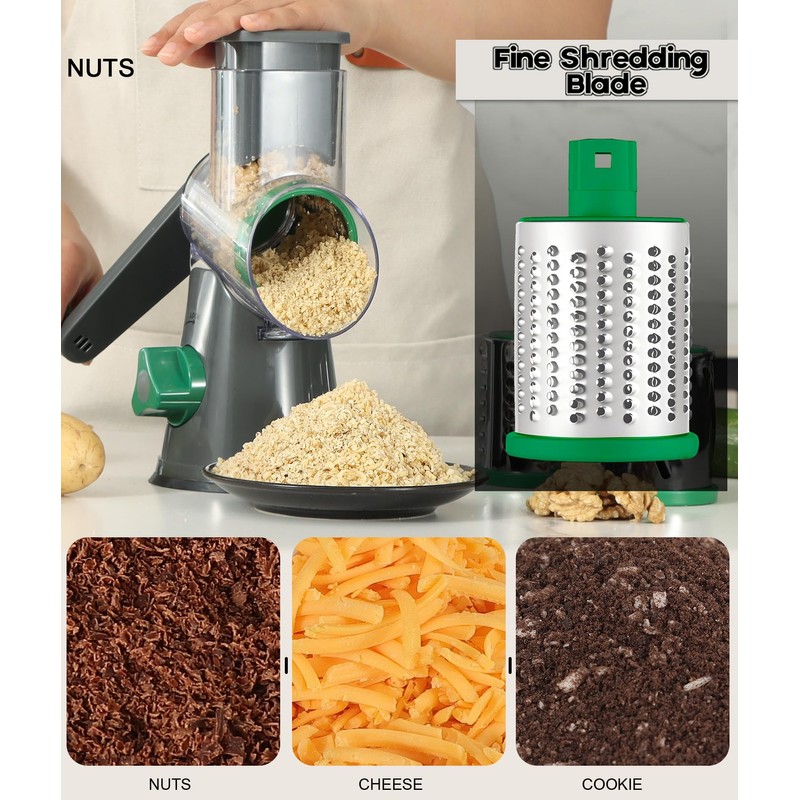 Ourokhome Rotary Cheese Grater Hand Crank, Kitchen Shredder Speed Mandolin