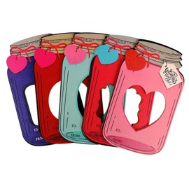 Mason Jar Valentines Day Cards, Mason Jar Happy Valentines Day Cards, Funny Valentine Gifts for Classroom, Kids Valentines Day Cards for School Exchange Party Favors (5 Colors-50)