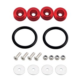 DUSCOKE Car Bumper Quick Release Kit, Car Front Rear Bumper Clips Fasteners Kit with Screws Nuts Washers Rubber Band, Universal Vehicle Fenders Holder Repair Set for Trunk Hatch Lid (Red)