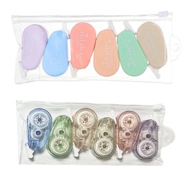 BYTLEOUTJ 12Pcs Correction Tapes Correction Tape Roller,Morandi and Transparent glitter Color Correction Tape Glue Tape Roller,for School Classroom Office Home Students
