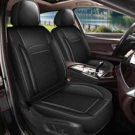 DISUTOGO Seat Covers Fit for Subaru Outback 2010-2023 2024 2025: Full Set 5 Seats Car Seat Cover Leather Ice Silk Waterproof Breathable Automotive Seat Cushion Protector (Black)