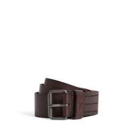 AllSaints Men's 1.5 Inch Flat Strap Leather, Casual Belt with Matte Metal Buckle, Brown, 30