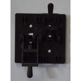 DUAL FRANKENSTEIN LIGHT SWITCH COVER PLATE FLIP HANDLE 3D PRINTED MADE IN USA PR78-2 (BLACK PLATE, BLACK HANDLES)
