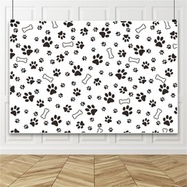 Renaiss 7x5ft Dog Footprints Backdrops for Photography Dog Paw Print Bone Pattern Background Puppy Footprints Pet Themed Party Banner Pet Dog Paw Table Cloth Pets Photo Booth Props Wallpaper