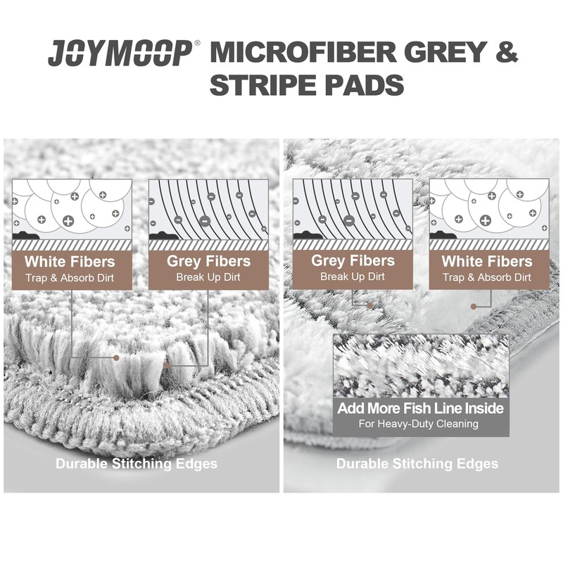 JOYMOOP Mop Replacement Pads, Reusable Microfiber Mop Pads for 13-inch