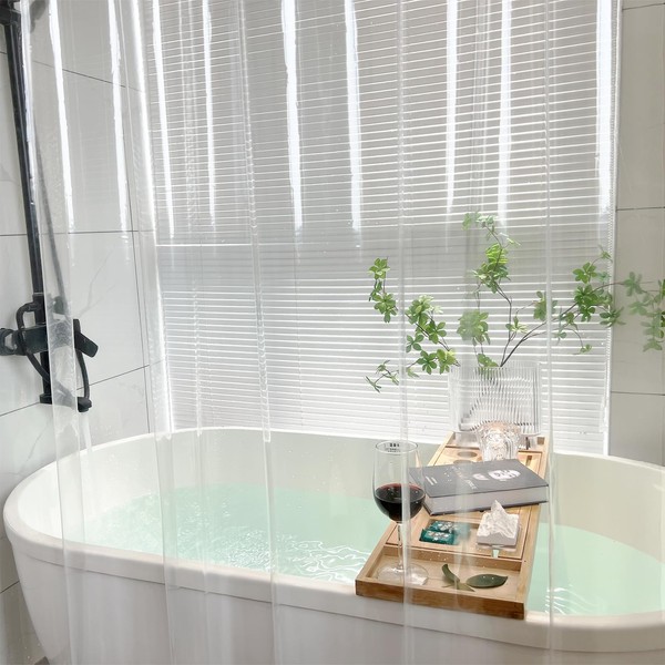 Seenus Clear Stall Shower Curtain Liner with 3 Large Magnets,