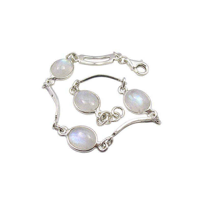 SilverStarJewel - Pulsera de plata de ley maciza con piedra