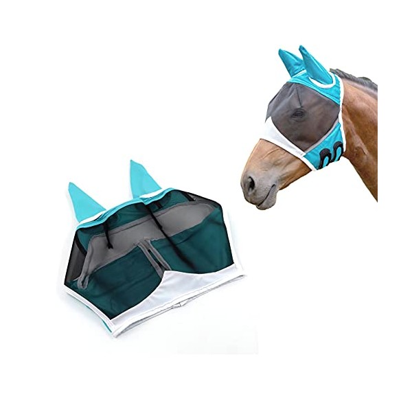 Andiker Soft Mesh Horse Fly Mask with Ears, Breathable Horse