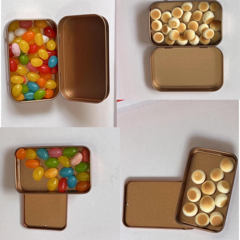 JYCY 2pcs Small Rectangular Metal Storage Boxes with Lids -