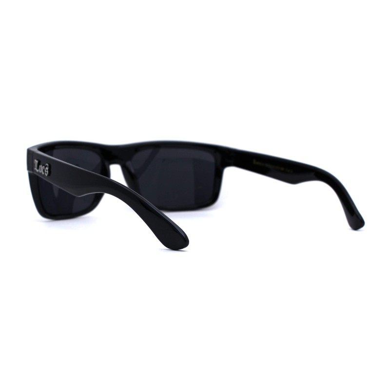 Locs Classic Manly All Black Gangster Sport Rectangular Sunglasses Gloss
