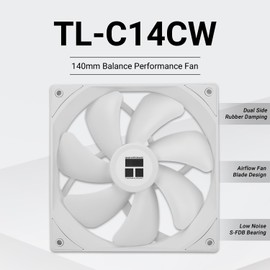 Thermalright TL-C14CW CPU Fan 140mm Case Cooler Fan, 4Pin PWM Silent Computer Fan with S-FDB Bearing Included, up to 1500RPM Cooling (White)