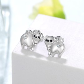 Pug Earrings Sterling Silver Dog Birthstone Earrings Pug Birthstone Gifts Jewelry for Women, Sterling Silver, Cubic Zirconia