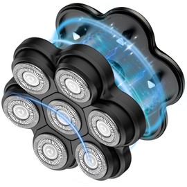 Cabezales de repuesto para afeitadora de cabeza magnética, 7 cuchillas rotativas impermeables de doble anillo para hombres calvos, compatibles con Freebird wyklaus Shpavver (negro 1)