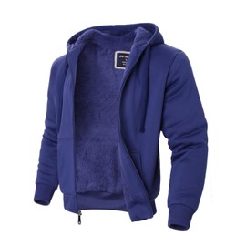 LeeHanTon Hoodies for Men Sherpa Lined Zip Up Sports Winter Warm Fleece Sweatshirt Jacket