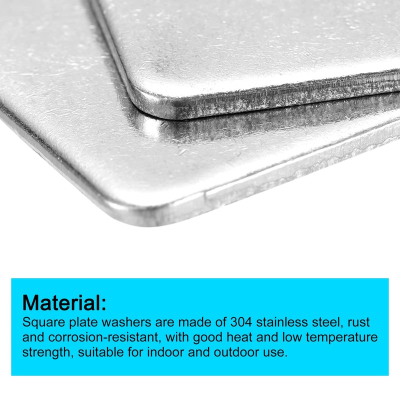 uxcell Square Washer, 20pcs M8x20x20x2mm 304 Stainless Steel Square Plate